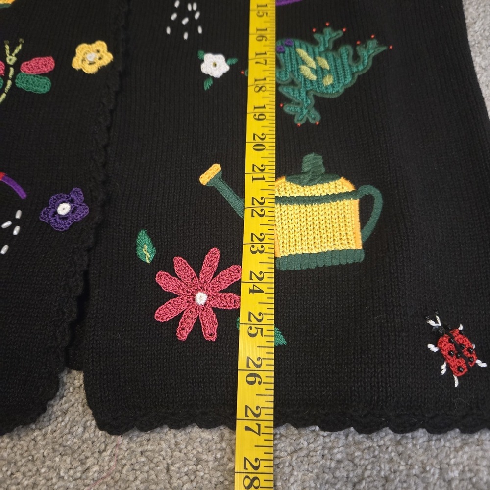 Mandal Bay 90s Spring Size Embroidered XL Black Vest Cotton Blend Whimsical - Picture 9 of 10